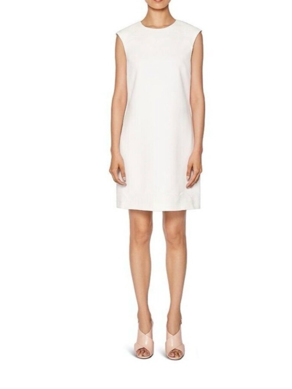 Ted Baker White Scallop Textured Trim Shift Dress